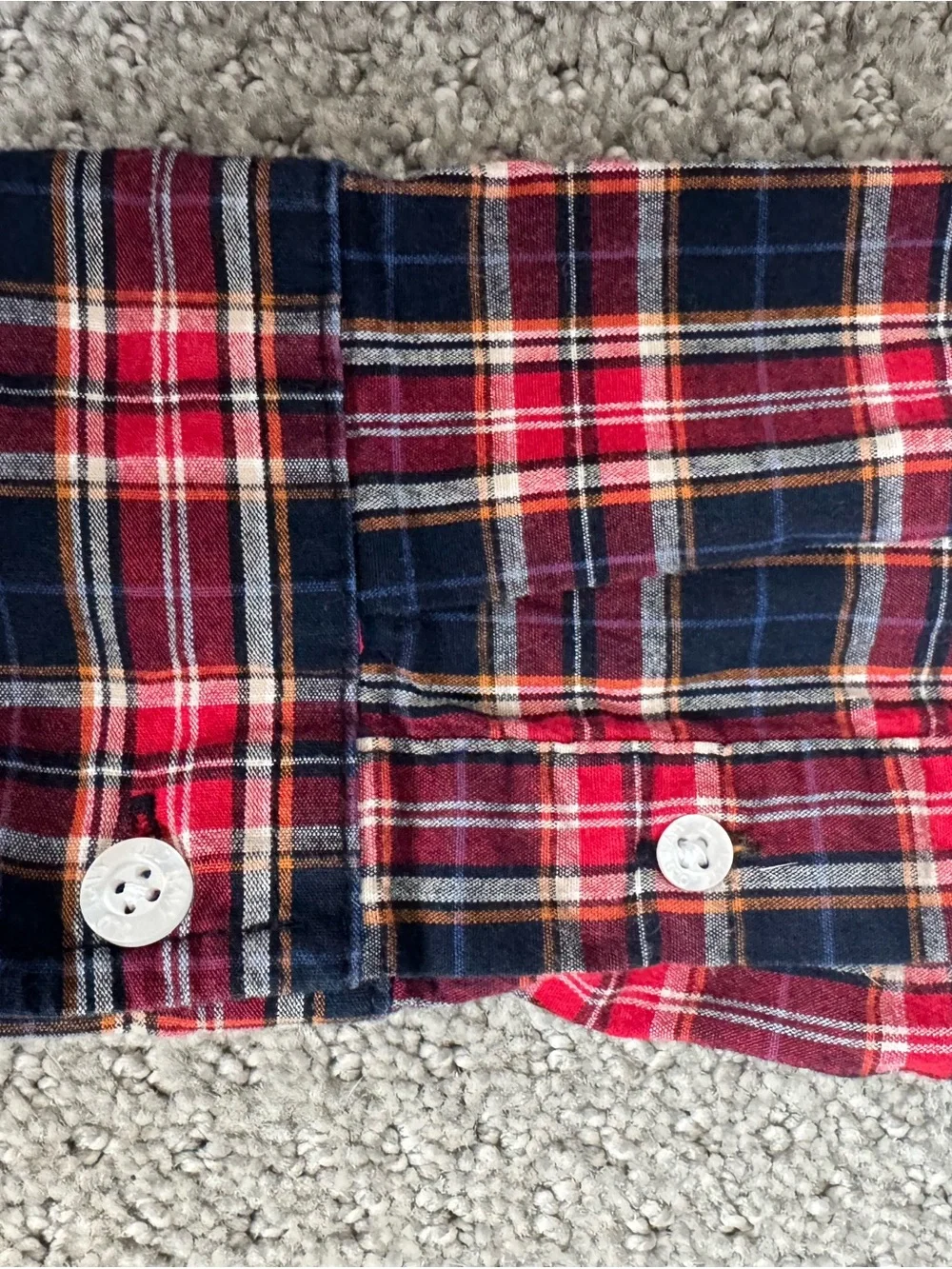 Old Navy Navy and Red Plaid Button-Down Shirt